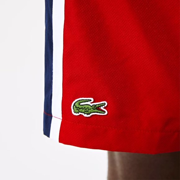 Lacoste Men's Shorts Size Large-5 Sport Colorblock Panels Lightweight Red NWT - Picture 4 of 6